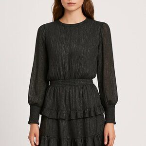 MISA Los Angeles Black Silver Metallic Mini Dress NWT Size Small Holiday Party